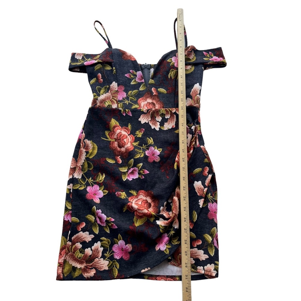 TRAC Women’s Size Medium Pink Orange Gray Floral Bodycon Form Fitting Mini Dress - Picture 5 of 11